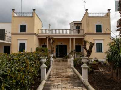 Il corpo centrale rientrante, preceduto da un porticato e sormontato da una balconata, � affiancato da due strutture laterali simmetriche e prominenti che culminano in altrettante torrette